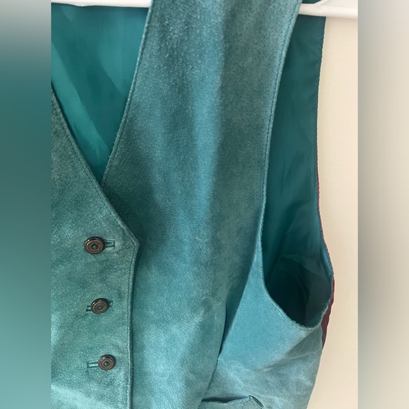 Vintage Arizona Jean Company Suede Retro Leather Turquoise Vest Men’s size M - Picture 3 of 8